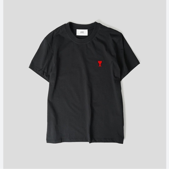 Ami De Coeur black T-shirt with red embroidered logo. Size XXS - Picture 3 of 12
